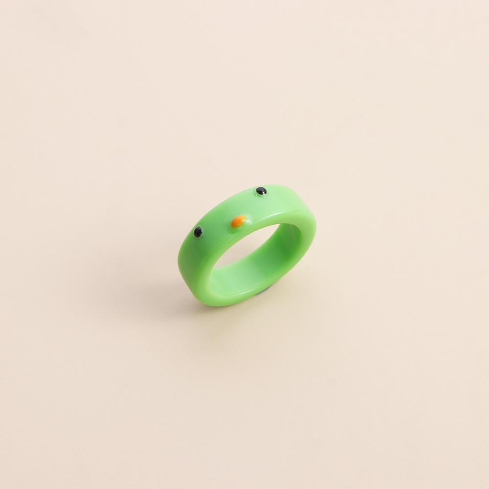 Geometric Korean Colorful Contrast Women Chick Fashion Jewelry Acrylic Frog Finger Rings Resin Ring