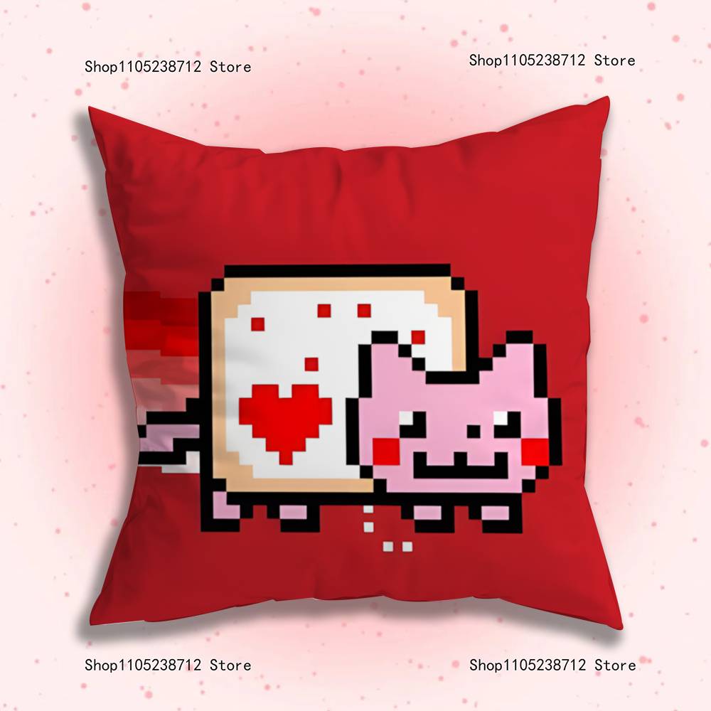 N-Nyan Cat Pillowcase Pillowslip Cushion Plush Boys Girls Cartoon Anime Kawaii Decoration Kids Birthday Cute Gifts