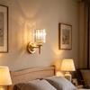 Elegant American Crystal Wall Lamp, Nordic Style Bedside Fixture, Modern Copper Design for Bedroom and Living Room