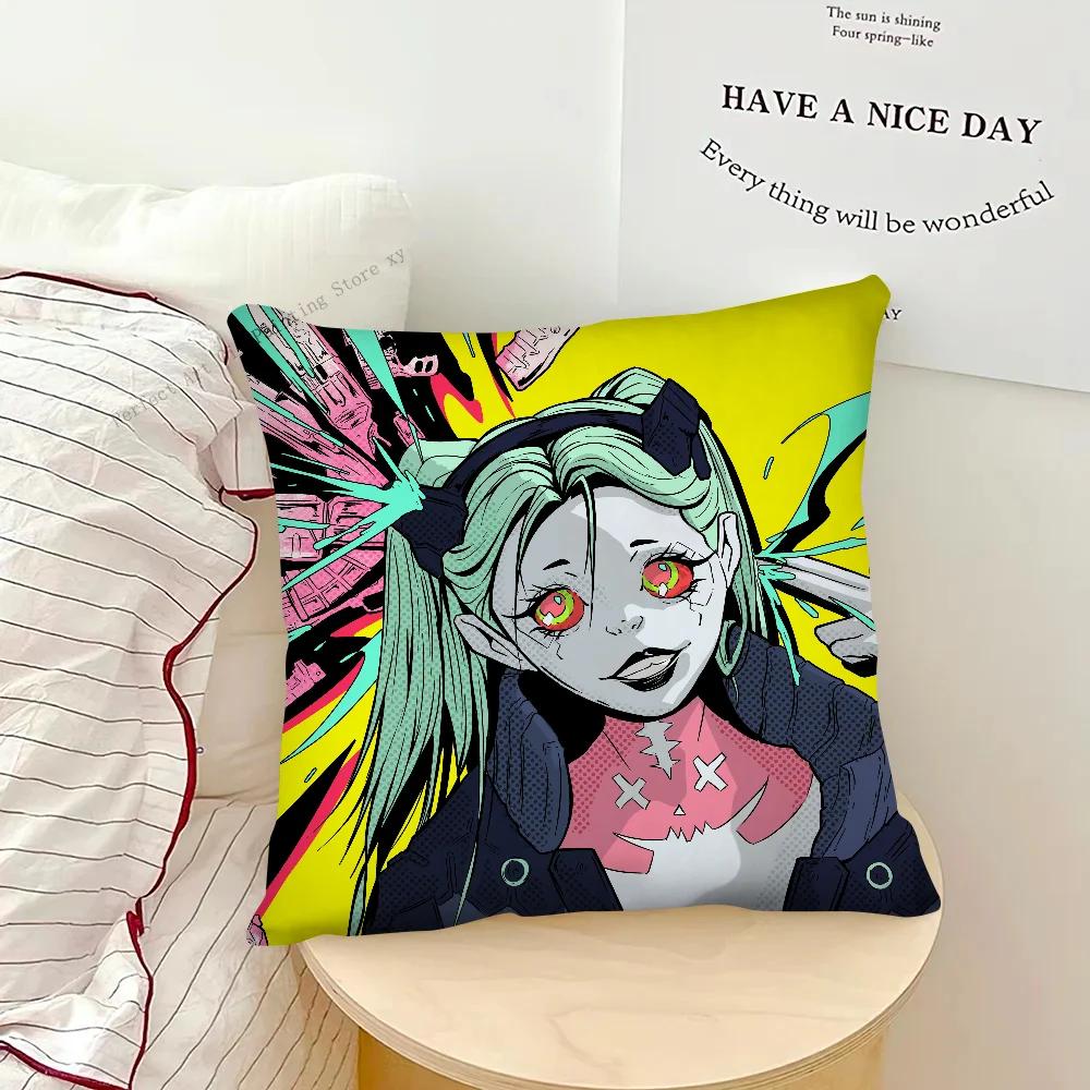 Cyberpunk Edgerunners Anime Rebecca Pillow Case Fashion Square Pillowcase Bedroom Sofa Room Ins Decoration Leisure Cushion Cover