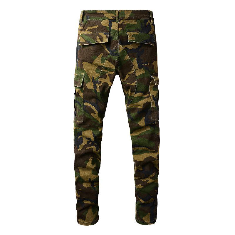 American High Street Herren Camouflage Ripped Slim Fit Denim Jeans