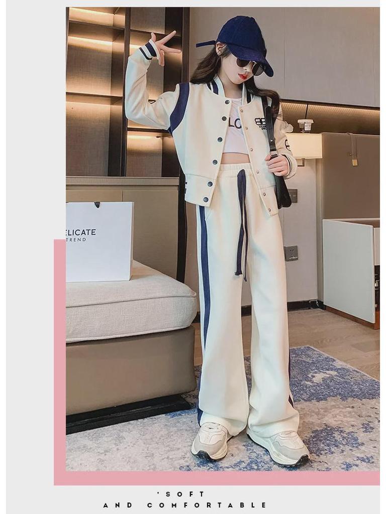 Stilvolle Frühlings- und Herbstsportbekleidung für Mädchen: Trendiges Zweiteiler-Set für Kinder