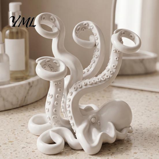 3D Printed Stationery Holder Octopus Toothbrush Holder, Creative Space Saving Desk Organizer, Durable Unique Desktop Ornament PLA Material Stable Base