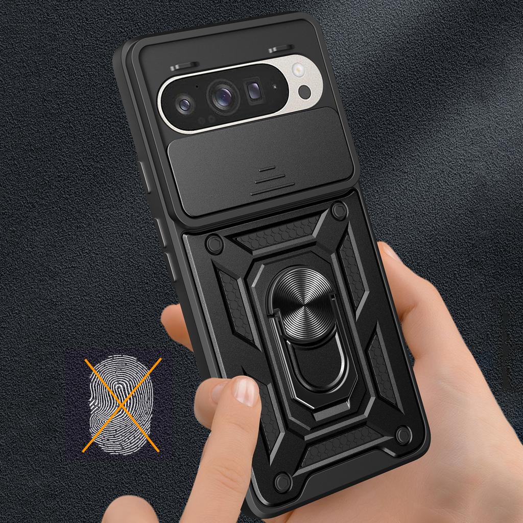For Google Pixel 9 Pro/Pixel 9 Case with Slide Camera Lid PC+TPU Kickstand Phone Cover
