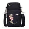 Gold Color Letters A B C D Mini Mobile Phone Bag Pink Flower Alphabet Vertical Handbag 26 Initials Flower Woman Purse Handbags