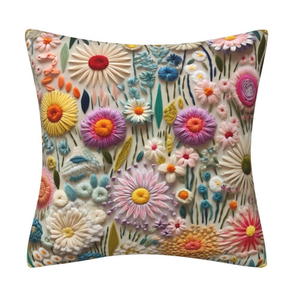 2D Floral Flowers Patters Pillowcase 45x45cm Rose Pattern Sofa Cushion Cover Lifelike Sunflower Pillow Cloth Cover Home Decor