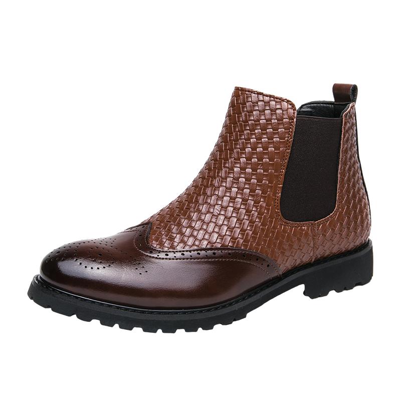 British Style Winter High Top Casual Shoes Luxury Banquet Men's Formal Shoes Elegant Brown Men's Business Boots Retro Brown