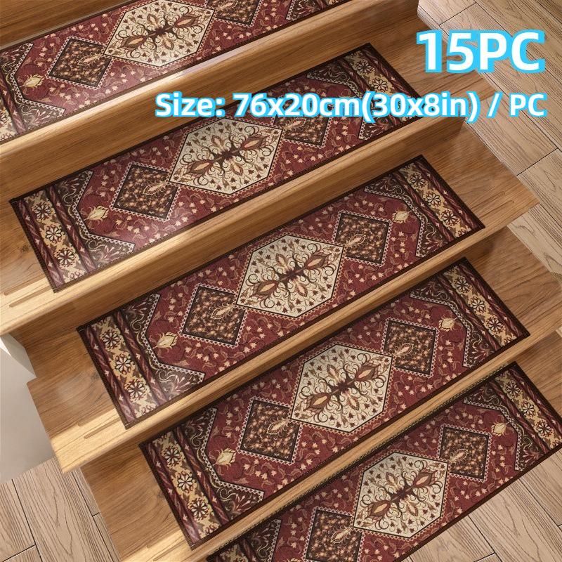 Persisches Retro-Blumenmuster Treppenmatte Dekoration Haus Rutschfest Selbstklebend Treppenmatten 7 Stück 15 Stück Maschinenwaschbar Stufenmatte