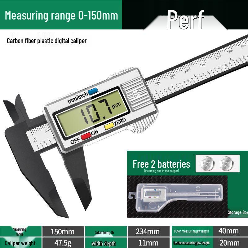 Carbon Fiber Digital Caliper, 0-150mm, for Jewelry and Wenwan Precision Measuring