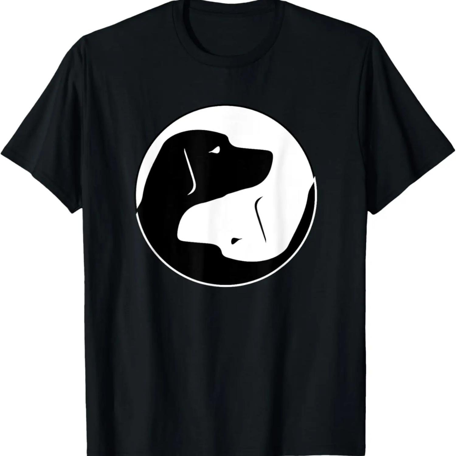 Cool Yin Yang Dog T-Shirt - Cute Labrador Tee - Black White S