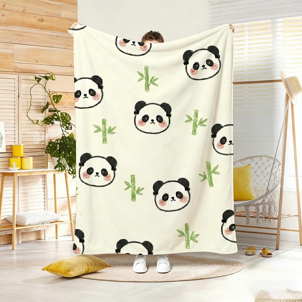 Cute Panda Cartoon Throw Lightweight G Flannel Blanket Soft Skinfriendly for Summer Cooling