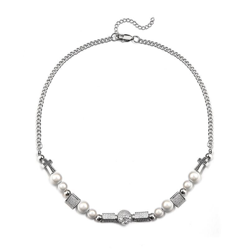 

Модное мужское ожерелье из титановой стали с черепом и жемчужиной - в стиле хип-хоп Steel (Bracelet)