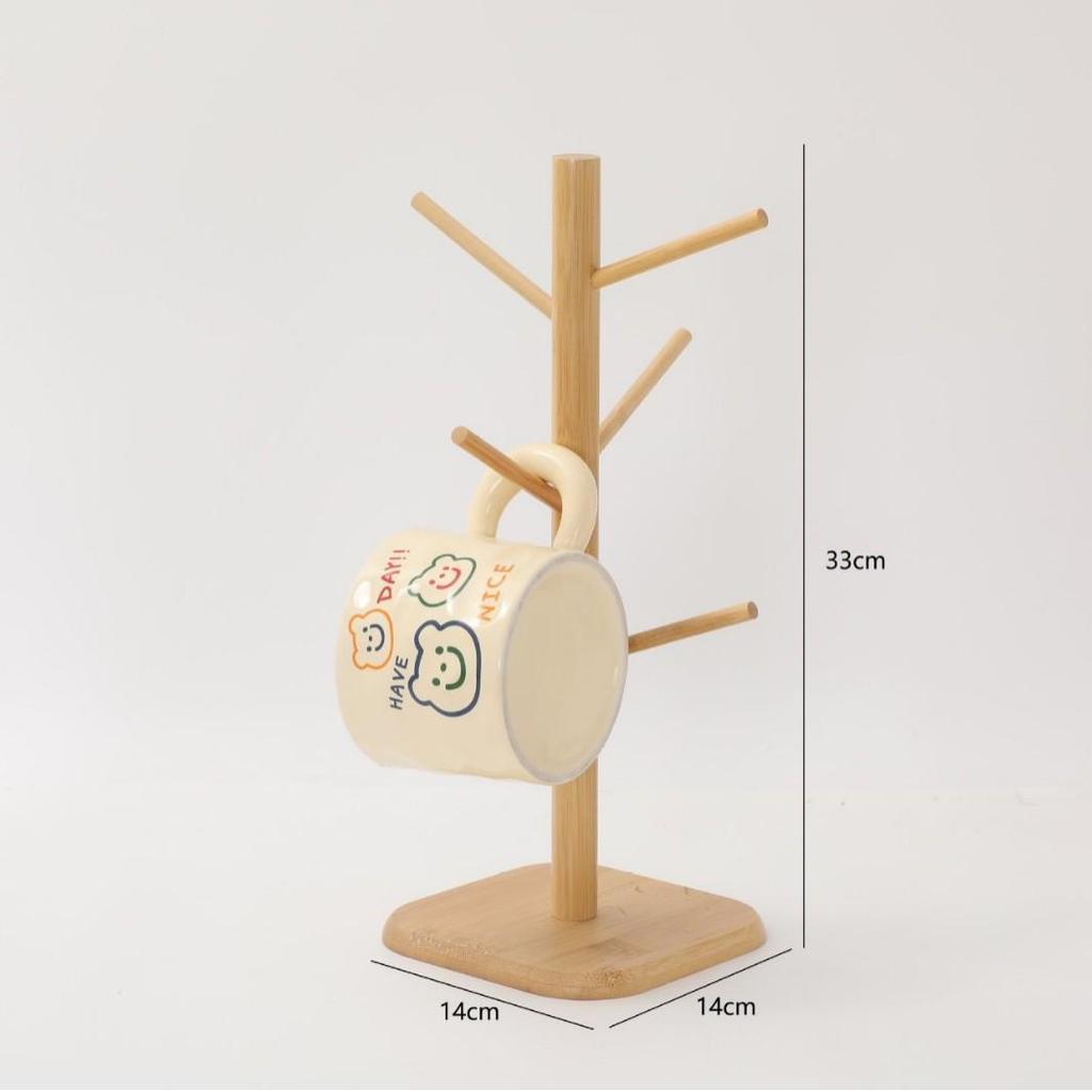 Bamboo Water Cup and Key Organizer Rack