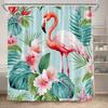 Tropical Jungle Flamingo Shower Curtains Animals Lake Lotus Flowers Palm Tree Plant Forest Scenery Fabric Bathroom Curtain Decor