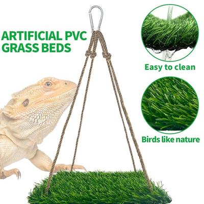 Reptile Hammock with Adjustable Rope Artificial Hanging Bed Small Pet Swing Mat Climbing Platform Toy for Lizards Bearded Dragons Chameleons Hamsters