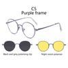 Round Metal Frame Polarized Magnetic Black Night Vision Clips On Glasses Optical Prescription Magnet Eyeglasses Magnet Exposed