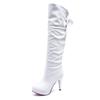 Fashion 9.5 CM Women's Fashion Sexy Thin Heel Knee High Long Boots Classics Autumn Winter PU Panel Rear Tie Boots Platform Shoes
