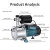 370W/1500W Household Fully Automatic Water Pump Silent Tap Water Booster Pump Stainless Steel Self-Priming Pump