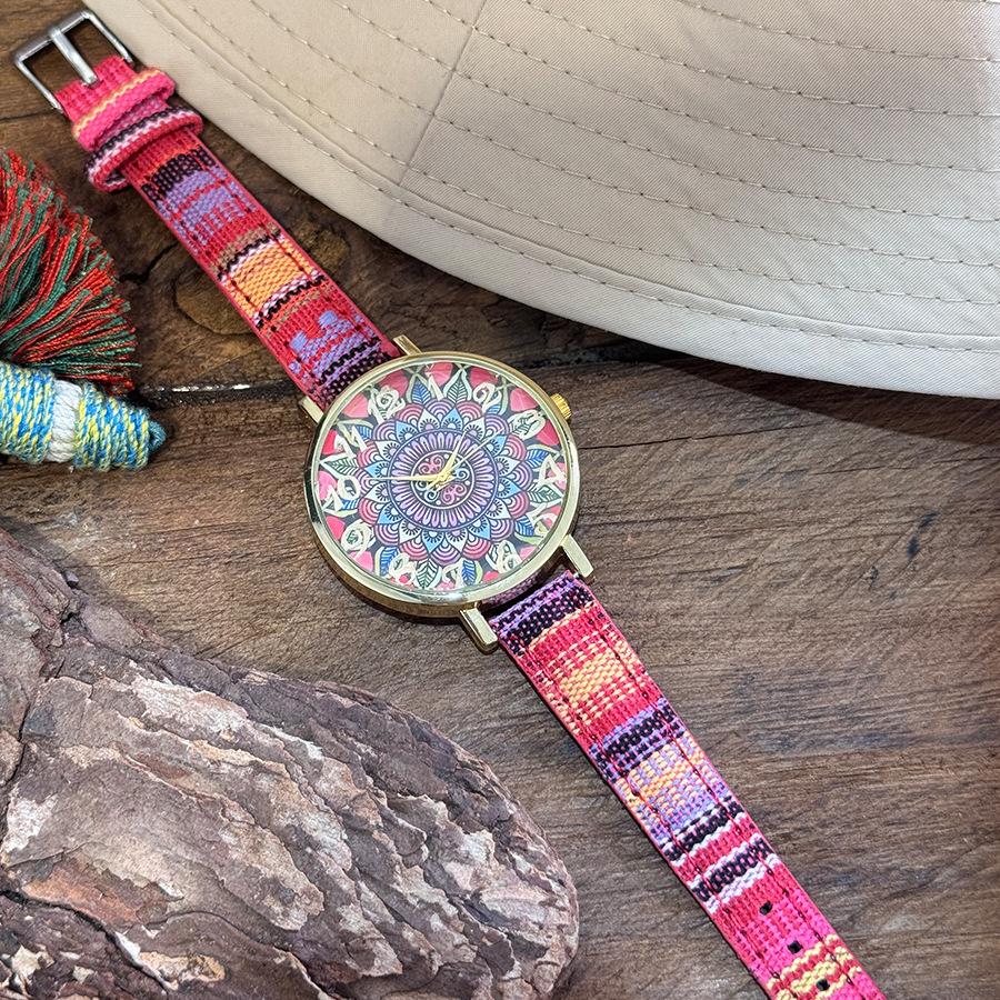 Creative Watch Colored Wind Canvas Strap Vintage Ethnic Wind Ladies Quartz Watch Bosimi Wind Watch