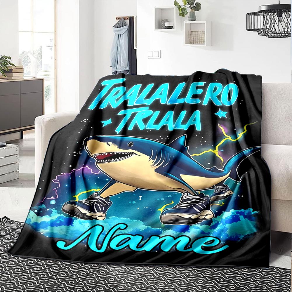 Customiz Name Personality Italian Brainrot Animal  Blanket Soft &Warm Sofa Office Bed Travel Lunch Break Blanket, Gift Suitable All Seasons