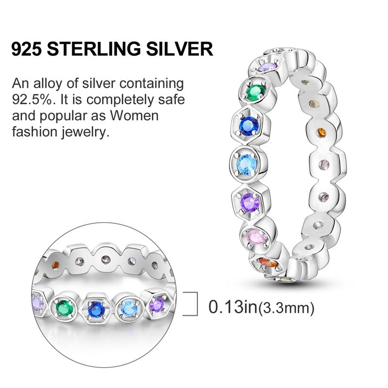 Originální stříbrný prsten 925 Barevné diamanty Zirkony Prsten na prst Pro ženy Šperky Svatební Zásnubní Dárek k narozeninám
