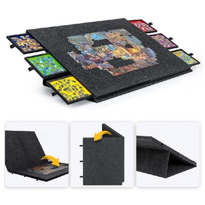 Portable Folding Felt Puzzle Board with Drawer for 2000 Pieces