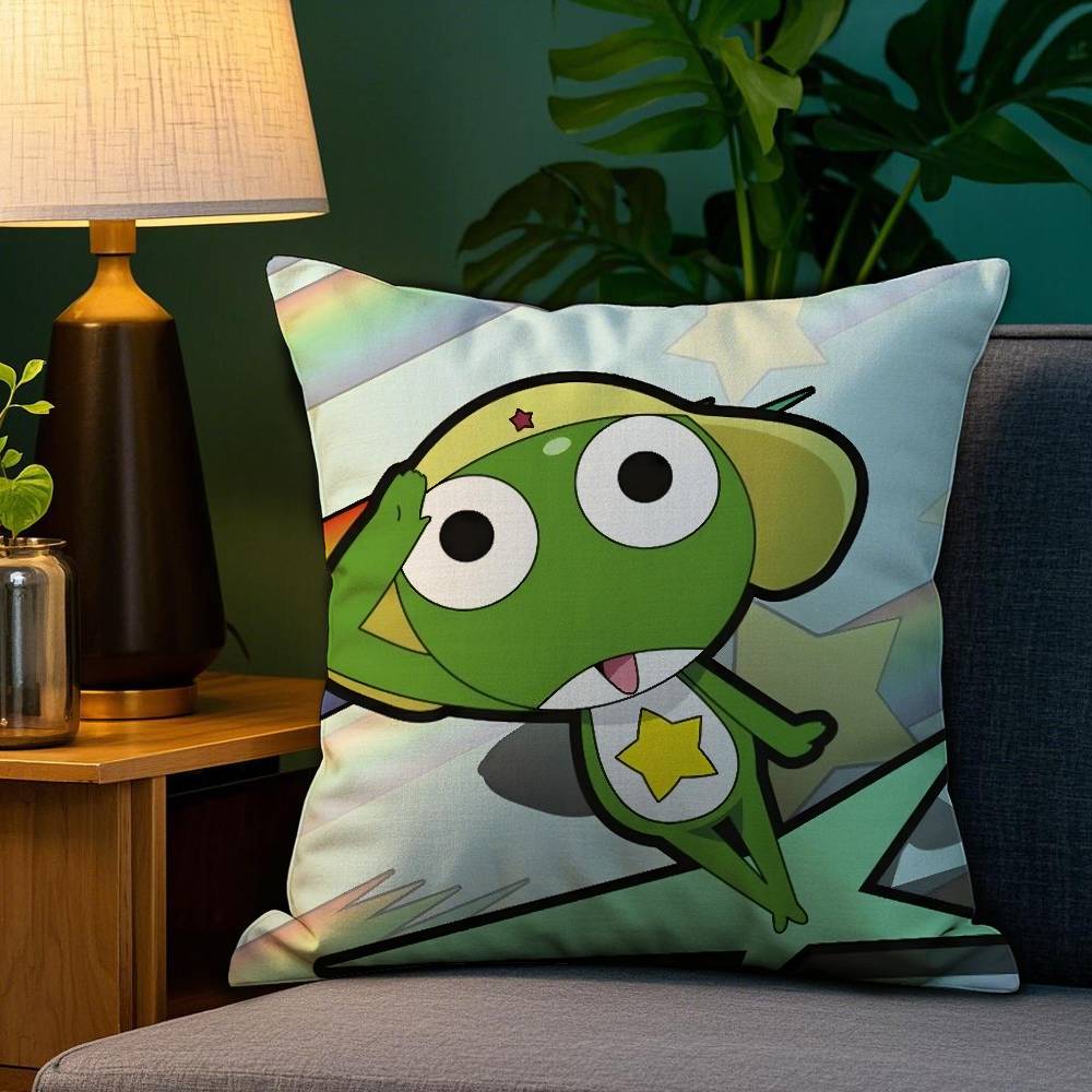 KKeroro GGunsou Frog Pillow Case Plush Fabric Soft Double Sided Print Sofa Cushion Cover Throw Pillow Covers