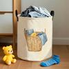 1pc Charming Beige Bear Design Cute Laundry Scene Functional Dirty Clothes Basket for Families Adorable Laundry Room Decoration Large Laundry Hamper, 