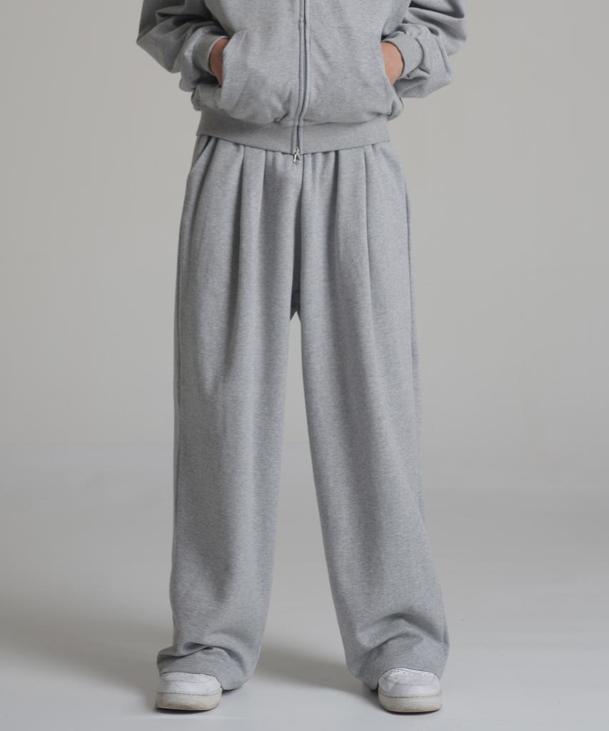 Noming One-Pleat Wide Sweatpants - Gray