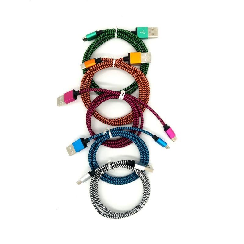 Durable Braided Fast Charge Data Cable Android Devices Aluminum Connectors Alloy