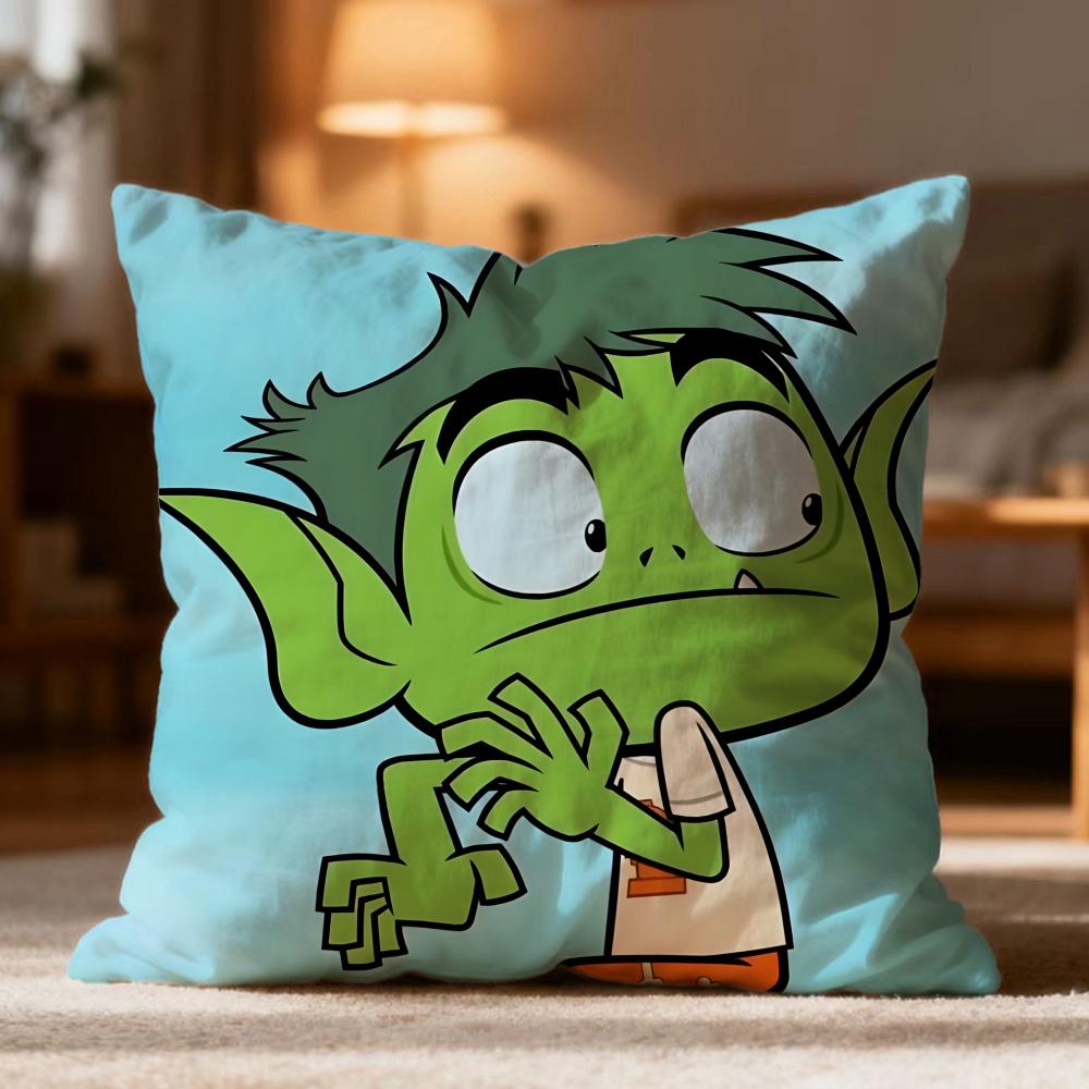 Hot T-Tteen Titans Go! Cushion Cover Soft Washable Pillow Case Multi-Scene For Couch Bed Travel Office Use