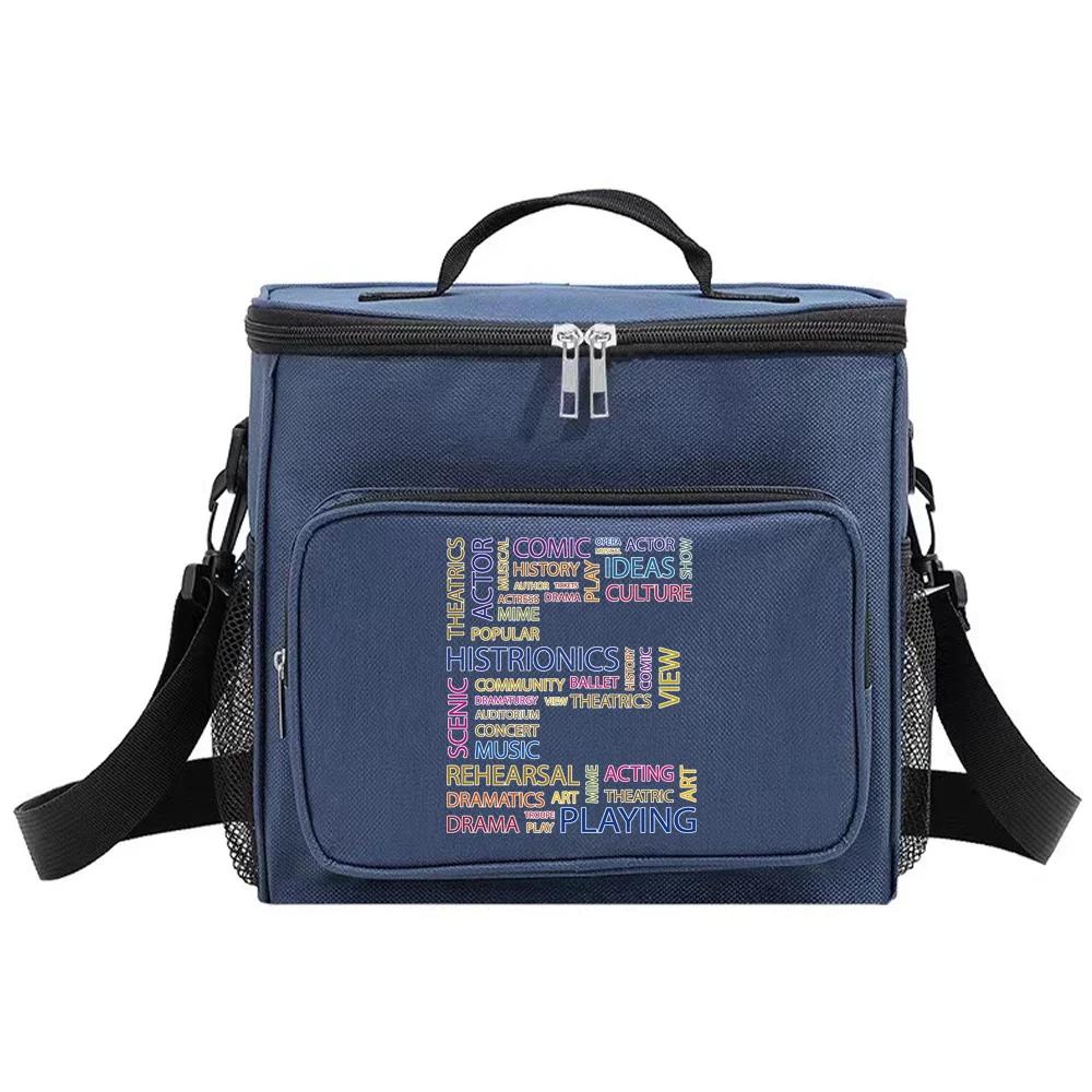 Insulated Bags Portable Shoulder Lunch Bag Waterproof Cooler Box Thermal Organizer Handbag for Men and Women Text Letter Pattern