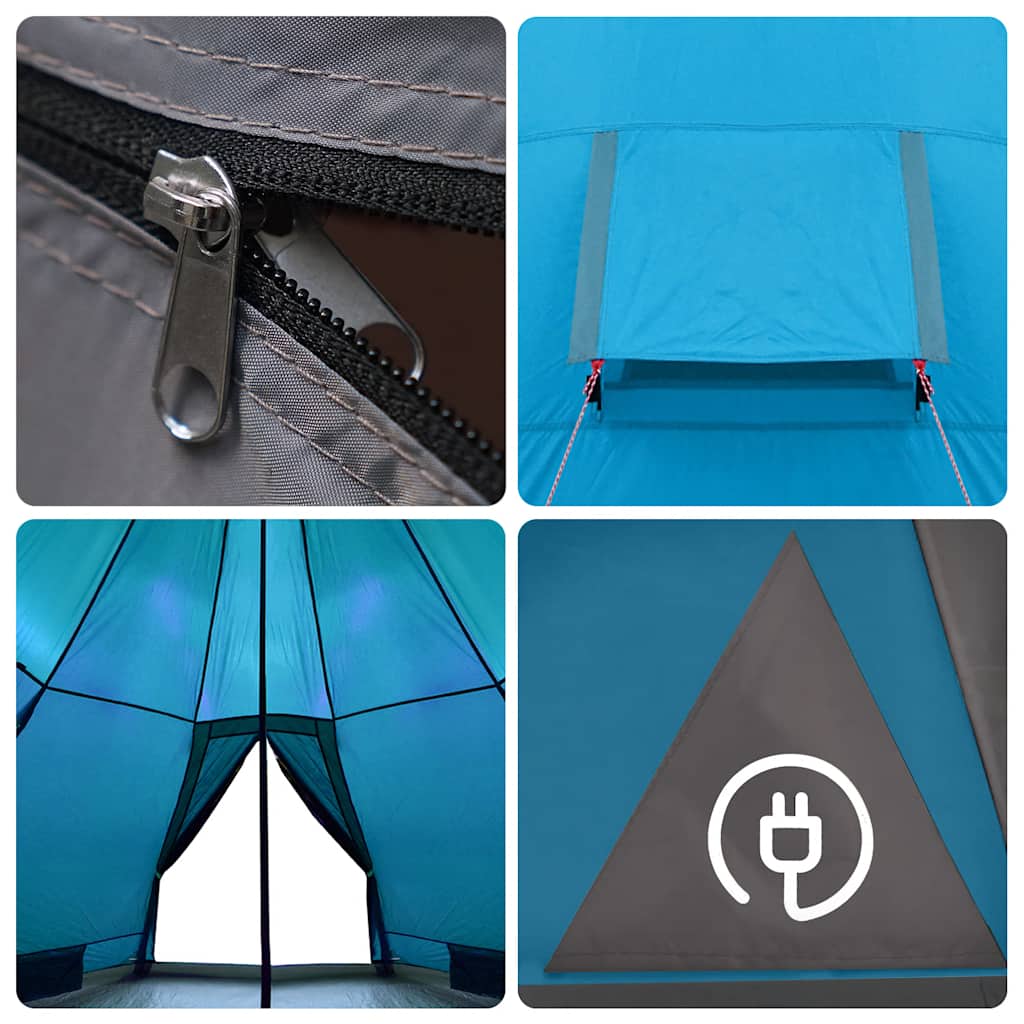Tipi Camping Tent for 4 Persons Blue Waterproof