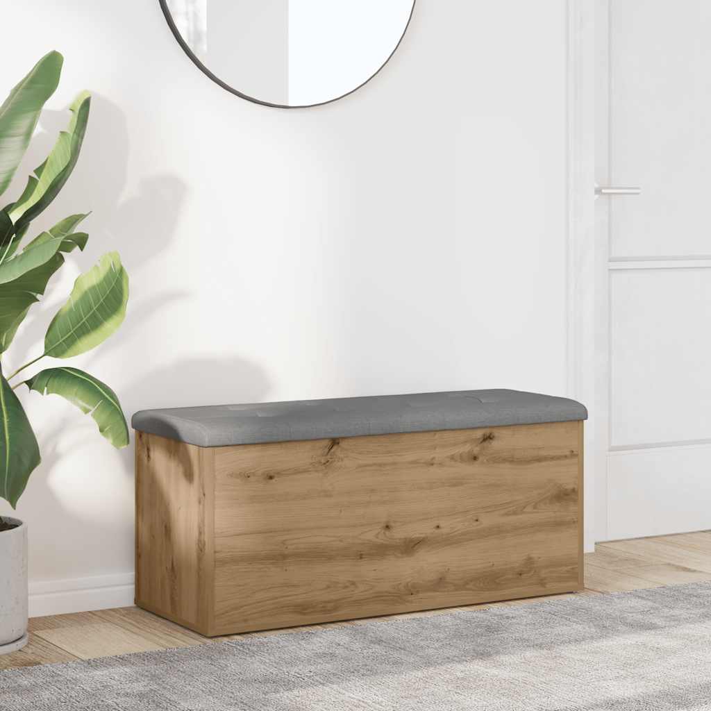 Panca Con Contenitore Rovere Artigianale 102X42X45Cm Legno Lamellare