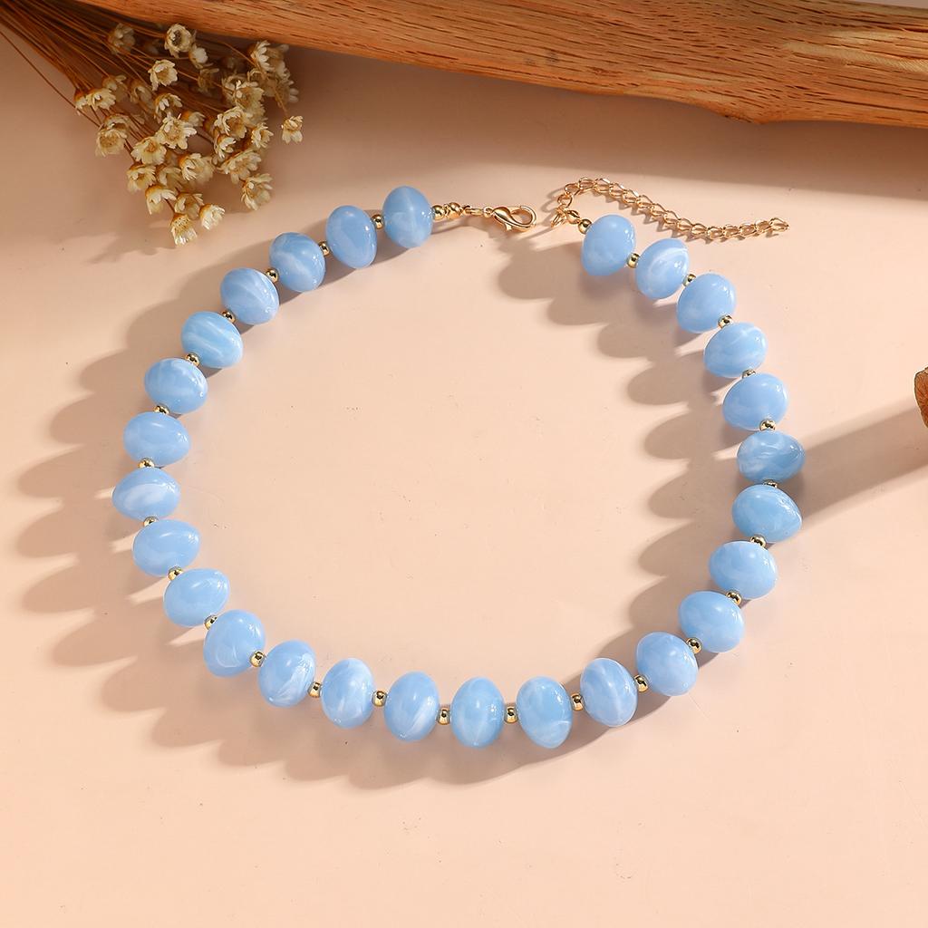 Colorful Chunky Acrylic Round Beaded Choker Necklace for Women Fashion Statement Adjustable Collar Bohemia Summer Jewelry Gift