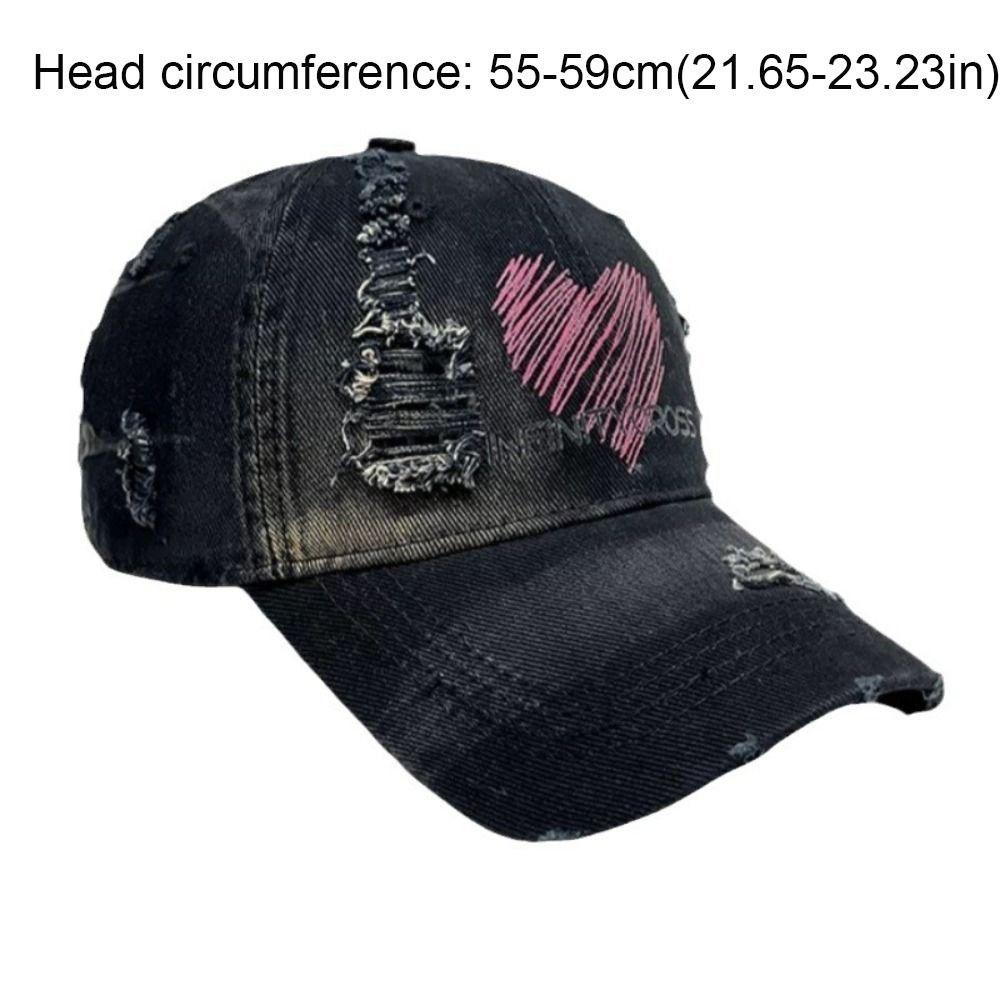Casual Cotton Love Baseball Hat Adjustable Sunscreen Letter Baseball Cap Soft Top Korean Style Hole Peaked Cap Unisex