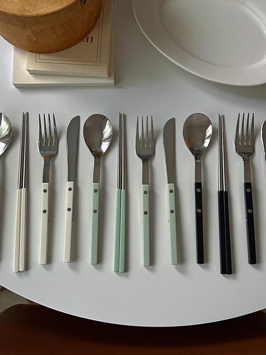 Elegant Table Minette Cutlery 4 Color Dinner Spoon, Chopsticks, Fork, Knife, Cafe Dining Korean Western Tableware Pink Dinner Spoon