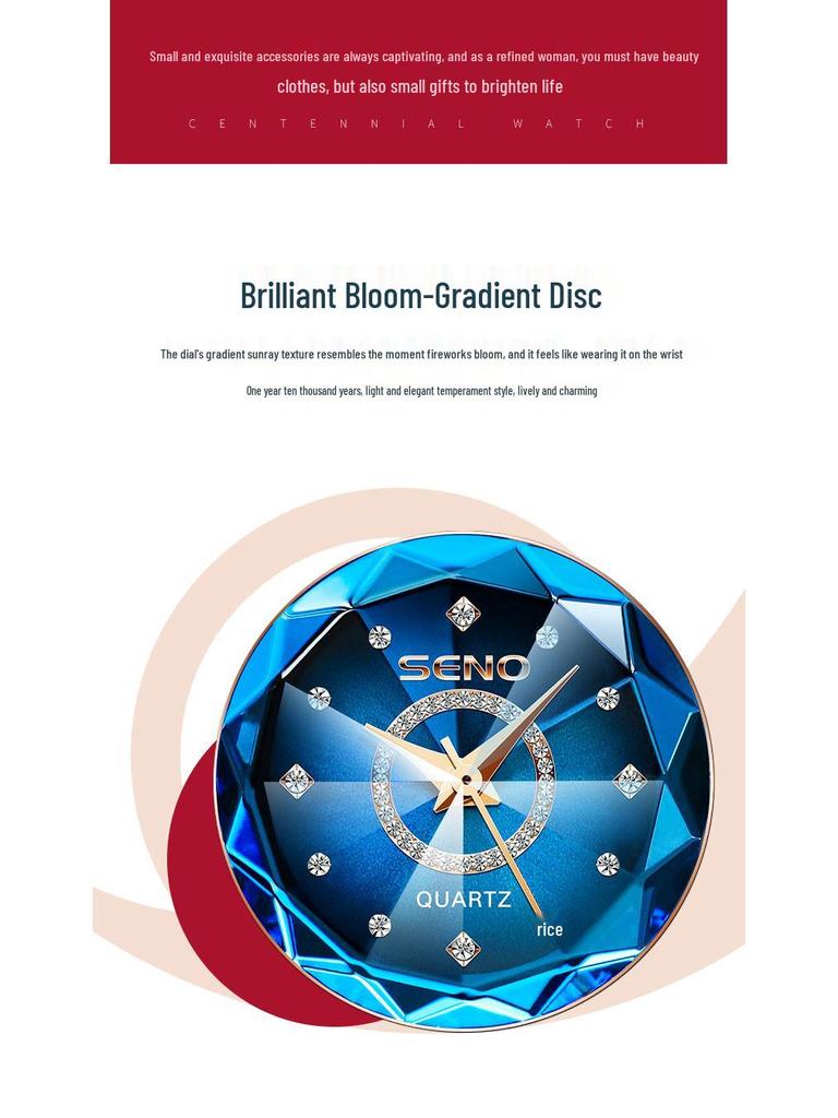 Ocean Heart Quarz Damen Diamantuhr - Stahlband, Wasserdicht