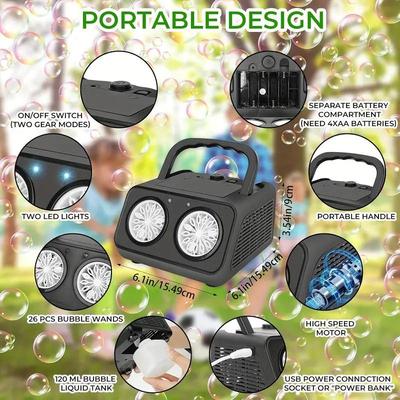 Portable Double-Hole Automatic Bubble Machine for Weddings and Events