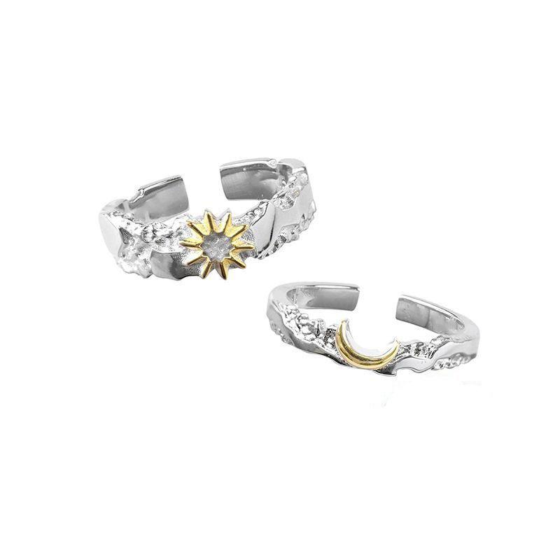 Sun Moon Tonghui Couple Ring Men's and Women's Ins Niche Design High Fashion Personality Living Ring Birthday Gift