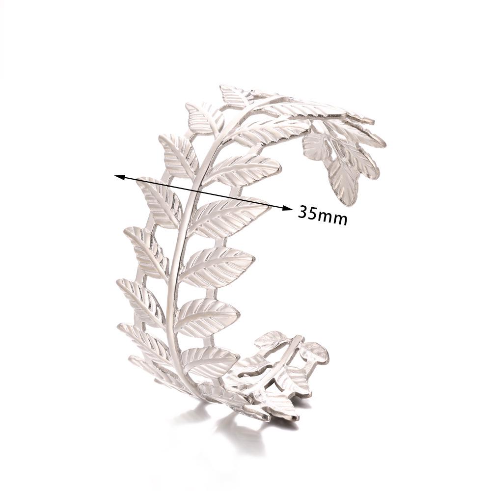 Stainless Steel Geometric Cutout Women's Hammered Bangle Bracelet