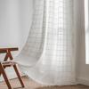 Tenda Plaid Vintage Americana con Nappe Semi Oscurante Cotone Lino Tasca per Asta Soggiorno Balcone Cucina Finestra a Golfo Protezione UV Arredamento Boho Rustico