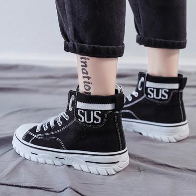 Ins High-top Canvas Shoes Spring New Student Board Shoes Platform Muffin Casual Shoes
