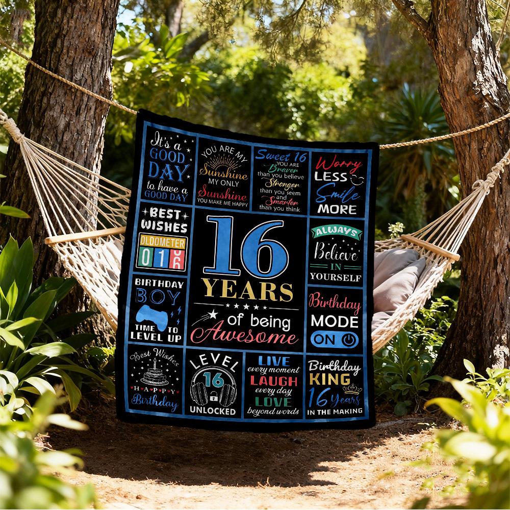 Sweet 16 Level Up Outdoor Flannel Blankets, Outdoor travel, Home Blankets, Fan Gifts,Suitable for All Seasons, Christmas Gifts. R1127088 80x120cm