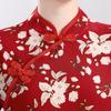 2025 Summer Chinese Style Frog Button Floral Top for Middle-aged & Elderly Women - Stand Collar, Short Sleeve, Loose Fit T-shirt