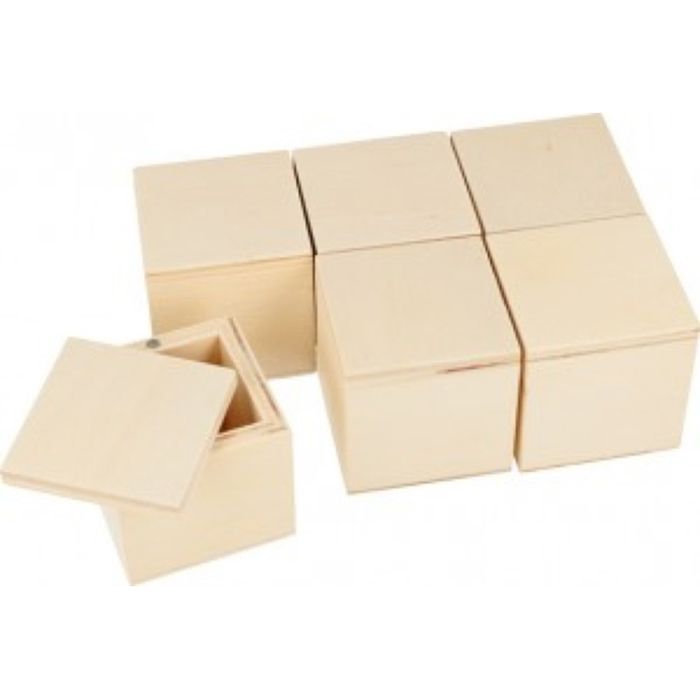 Boîtes en bois - Artémio - 5 x 5 cm - Lot de 6 - Décorables - Mixte