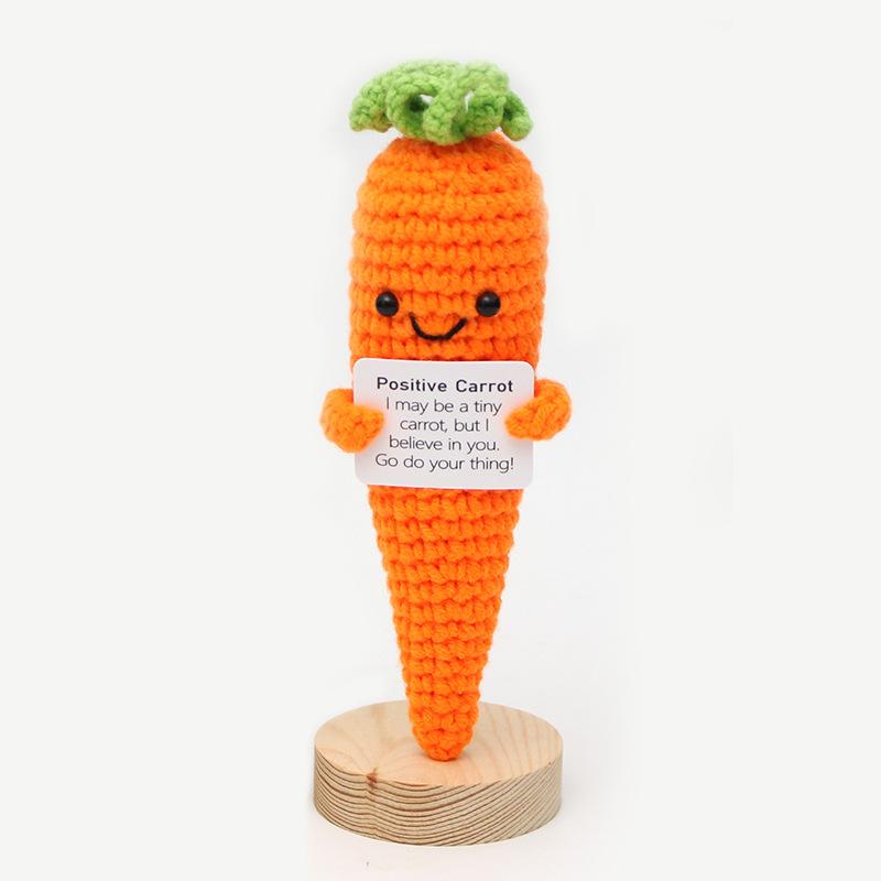 Hand-Woven Positive Energy Potato Funny Vegetables And Fruits Emotion Expression Pendant Pocket Hug Knitting Ornaments With Card