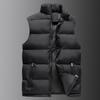 Winter Warm Thick Teen Solid Stand Collar Black Casual Zip Straight Hem Padded Vest