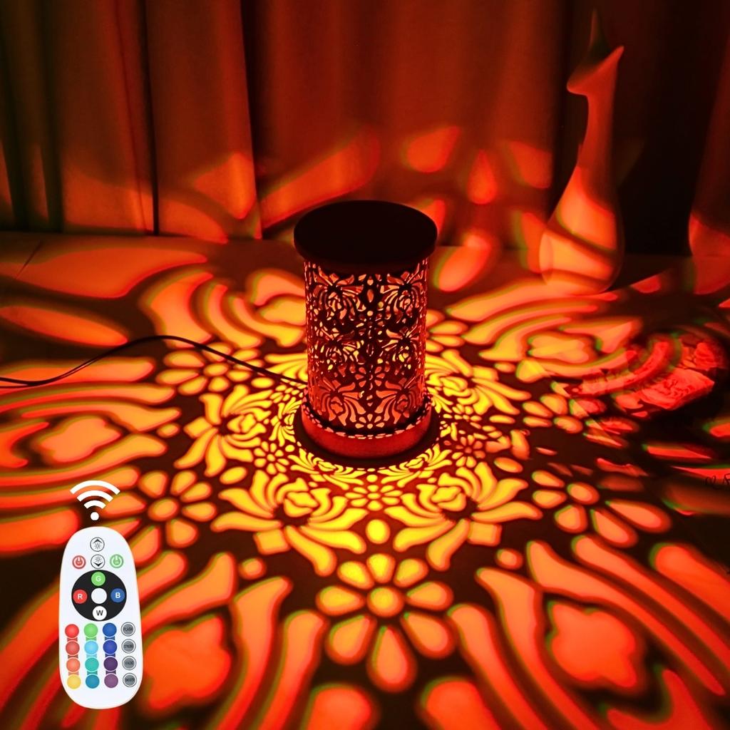 Creative RGB 16 color light and shadow ambient night light, USB office bedroom bedside table lamp romantic dimmable ambient lig