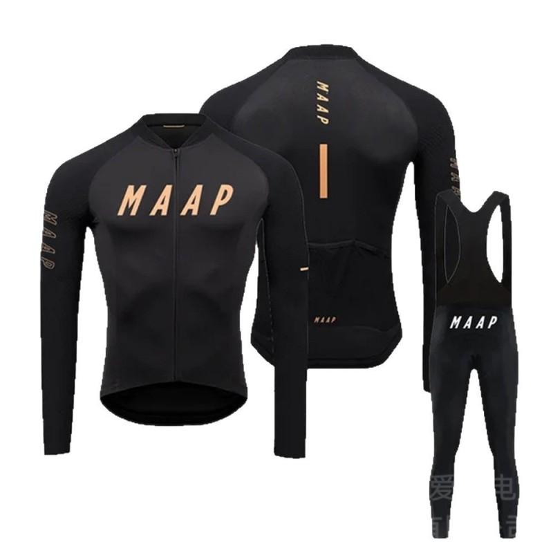 Mens Thermal Long Sleeve Cycling Jersey Fleece Set Road Mountain Biking Wear